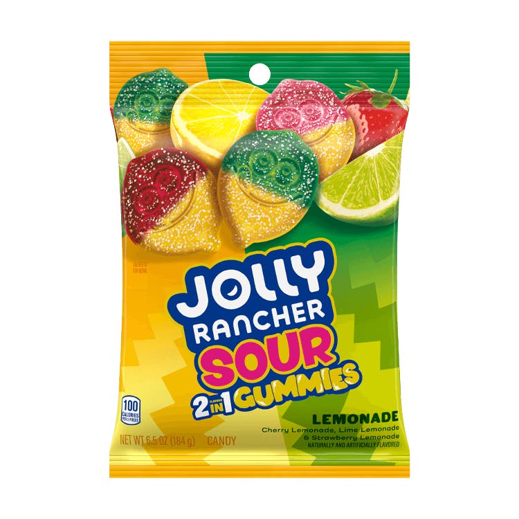 bag of jolly rancher two in one gummies sour lemonade candy