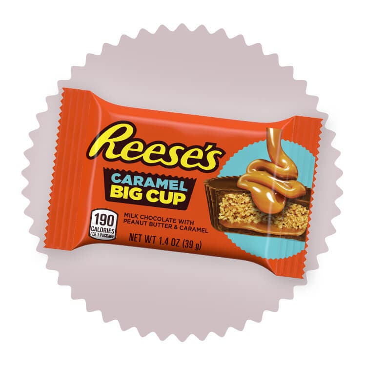 pack of reeses big cup with caramel milk chocolate peanut butter cups