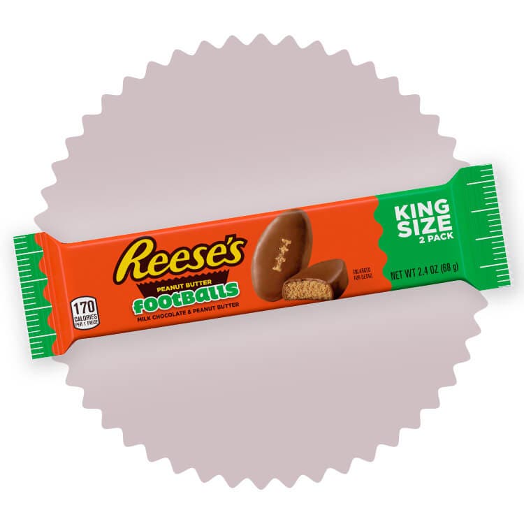 pack of reeses milk chocolate king size peanut butter footballs