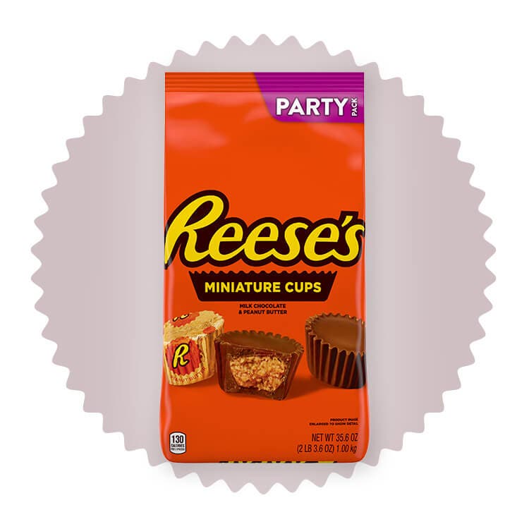 party size bag of reeses miniatures milk chocolate peanut butter cups