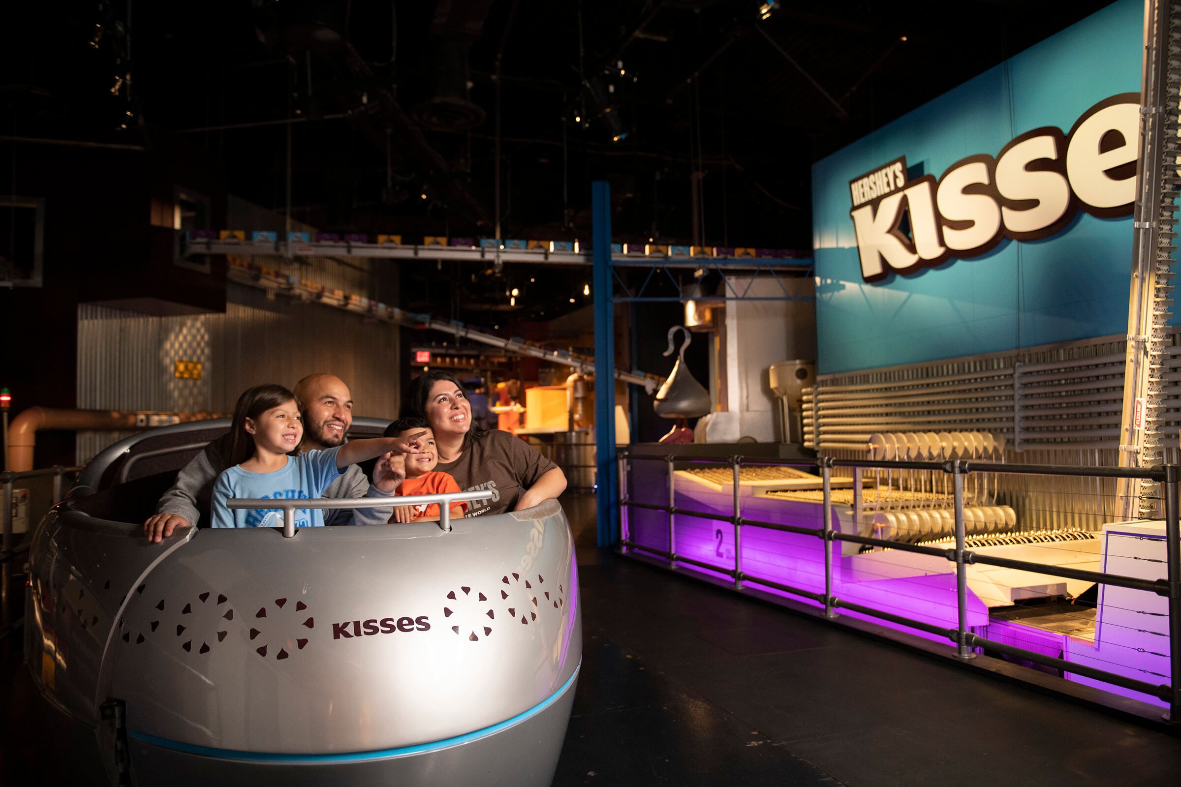 family in ride at hershey's chocolate world