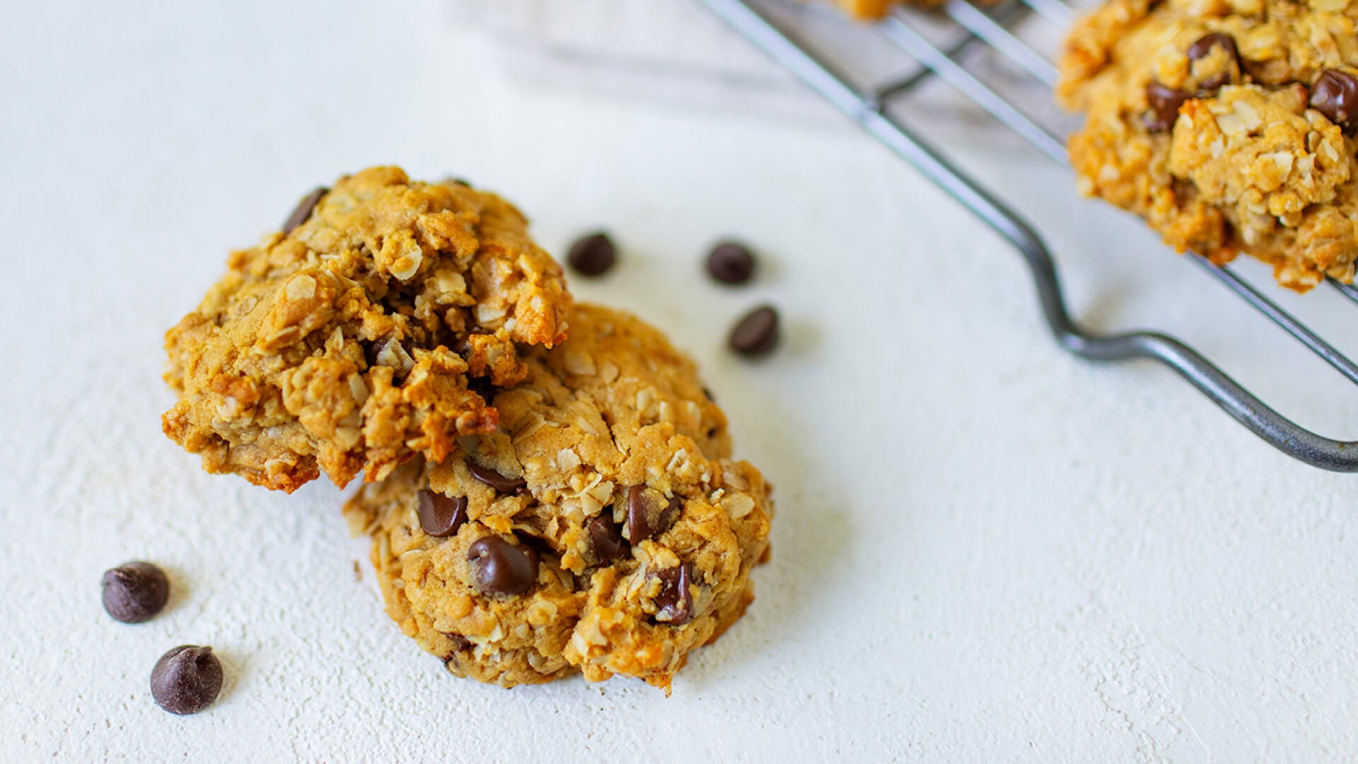 freshly baked chocolate chip oatmeal cookies