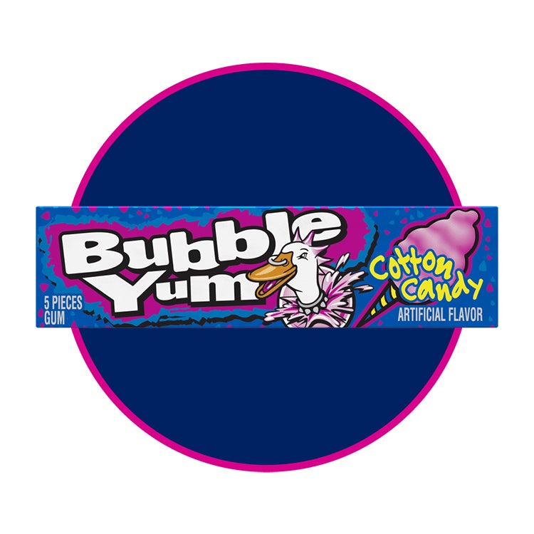 small pack of bubble yum cotton candy bubble gum