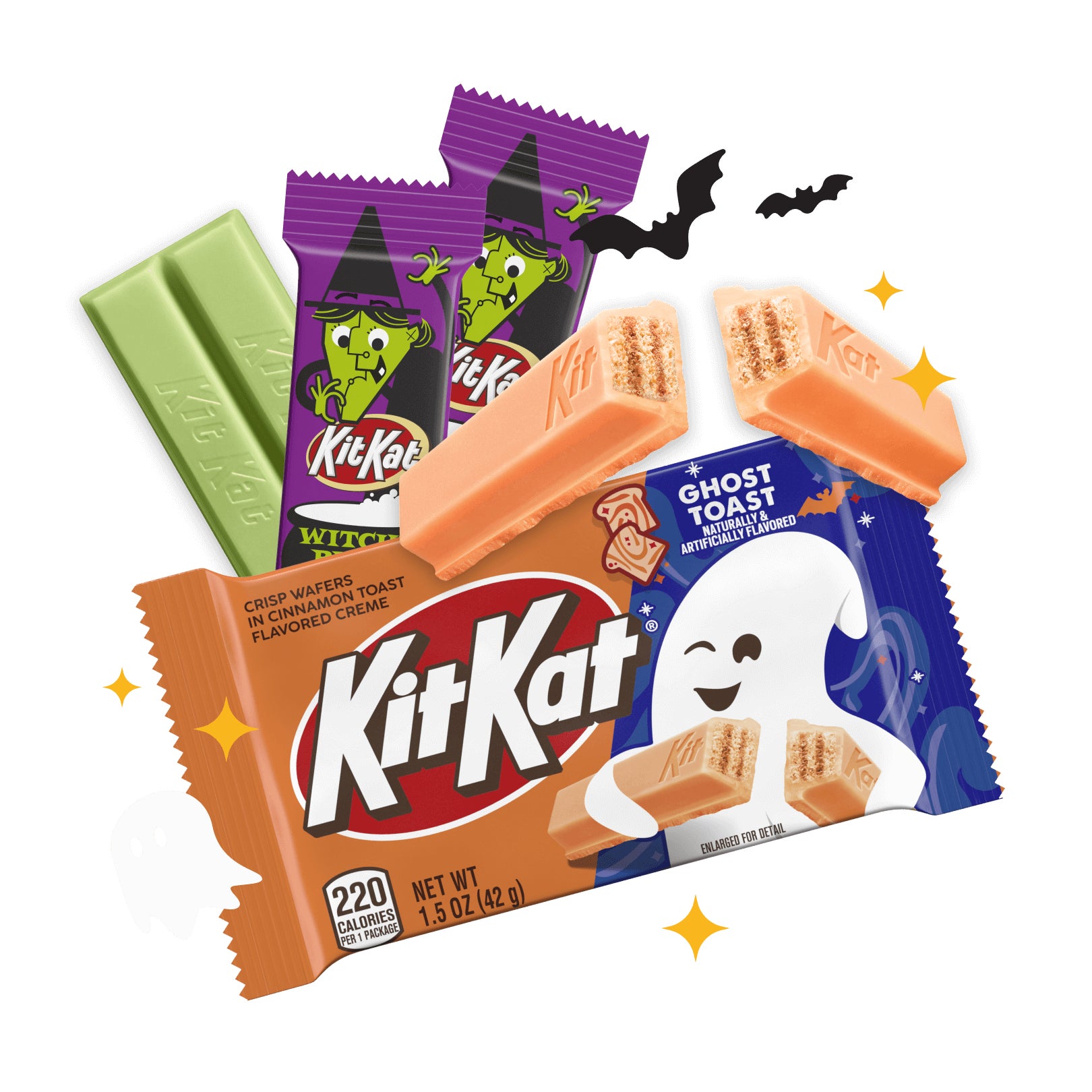 ghost toast and witch's brew kit kat bars