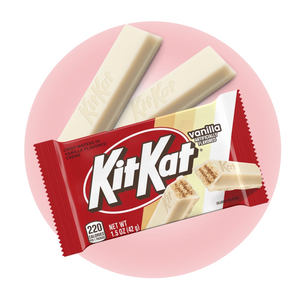 vanilla flavored kit kat bar packaging