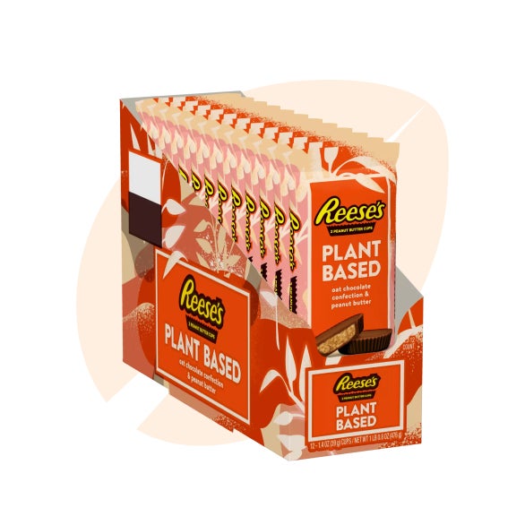 REESE'S Plant Based Oat Chocolate Confection & Peanut Butter Cups, 1.4 oz, 12 count box