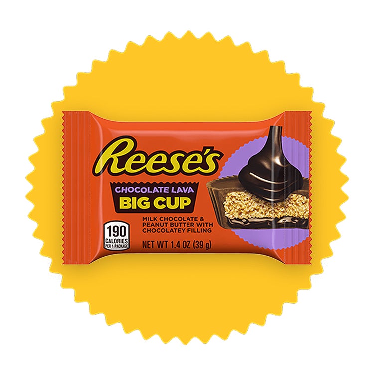 reeses big cup with chocolate lava milk chocolate peanut butter cup