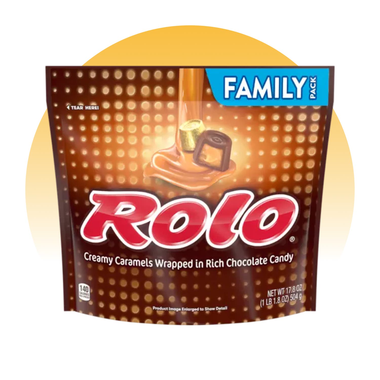 bag of rolo creamy caramels in rich chocolate candy