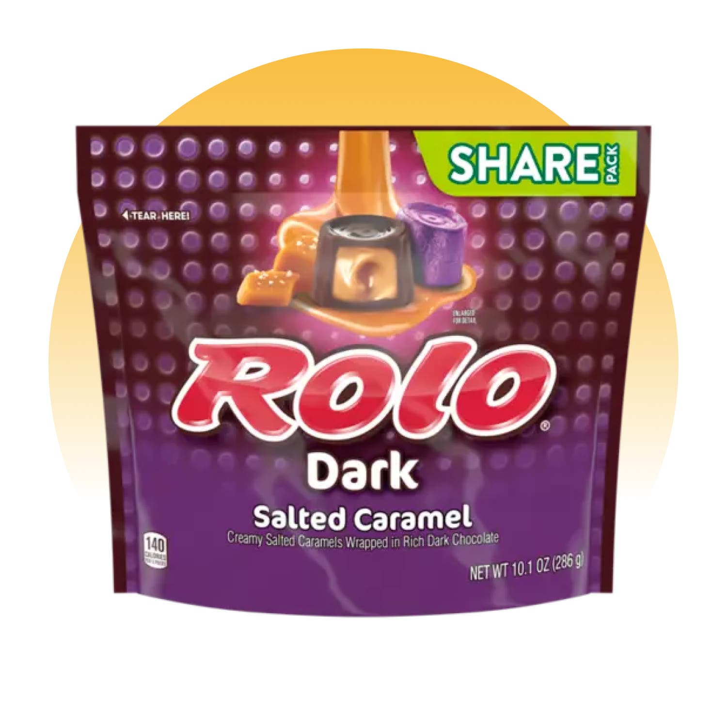 bag of rolo dark salted caramel in rich chocolate candy
