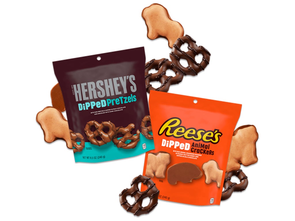 hersheys dipped pretzels and reeses dipped animal crackers