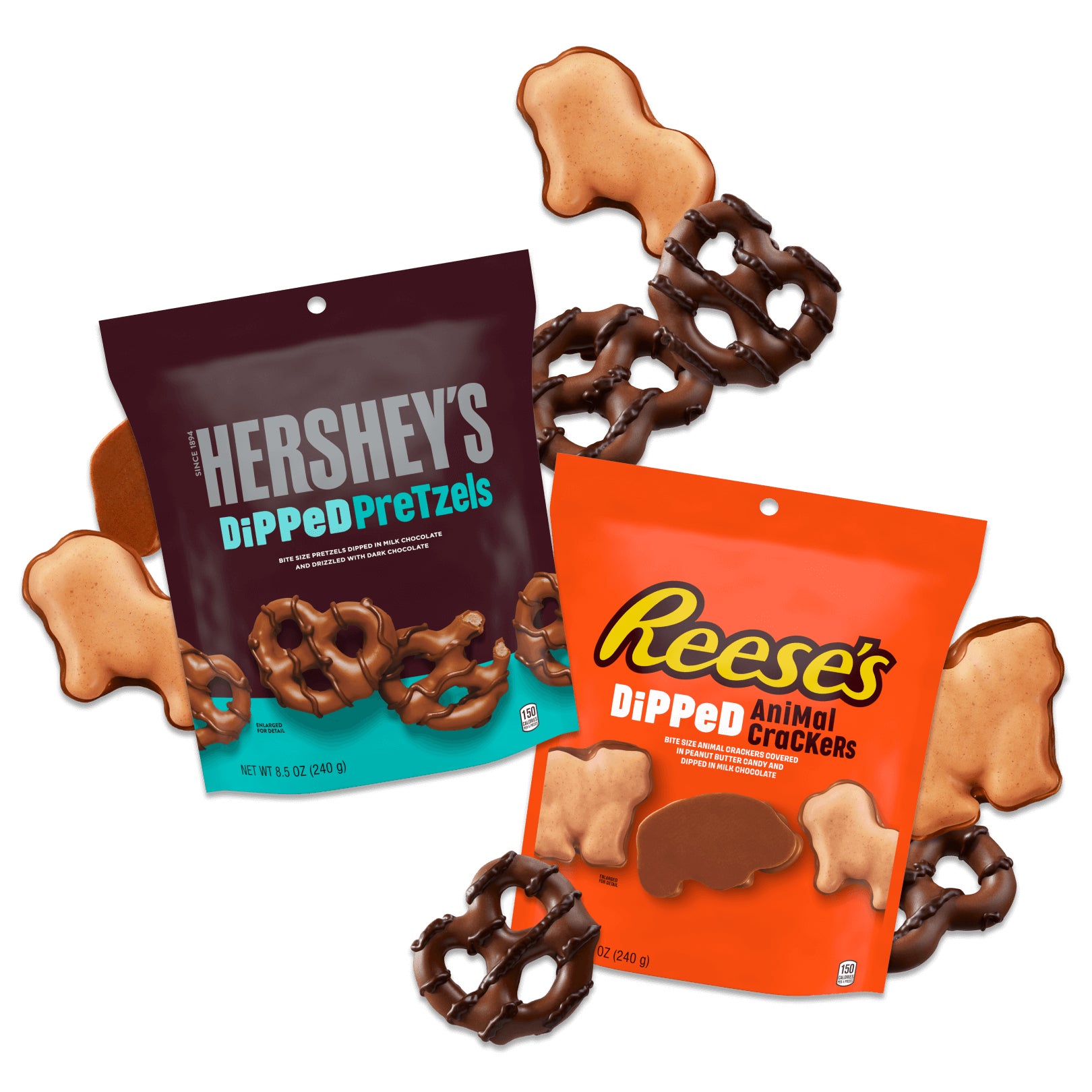 hersheys dipped pretzels and reeses dipped animal crackers