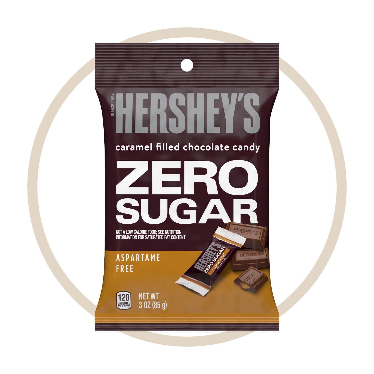 bag of hershey's chocolate caramel zero sugar candy