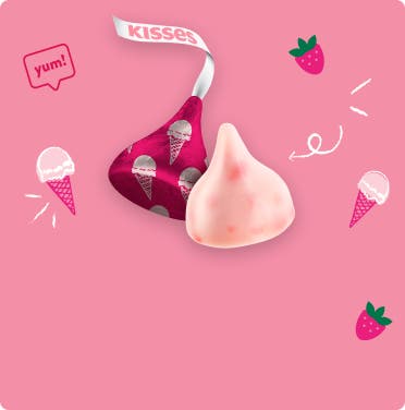 unwrapped HERSHEY'S KISSES Strawberry Ice Cream Cone Candy