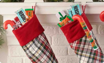 stockings filled with holiday candy