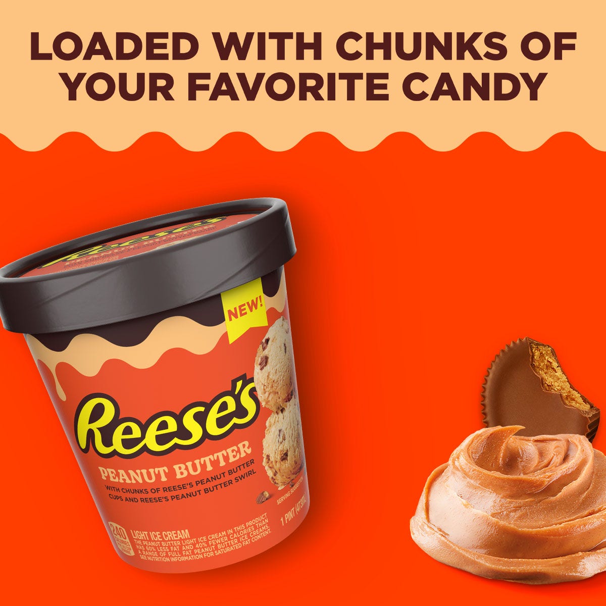 Reeses Peanut Butter Light Ice Cream With Reeses Peanut Butter Cups And Peanut Butter Swirl