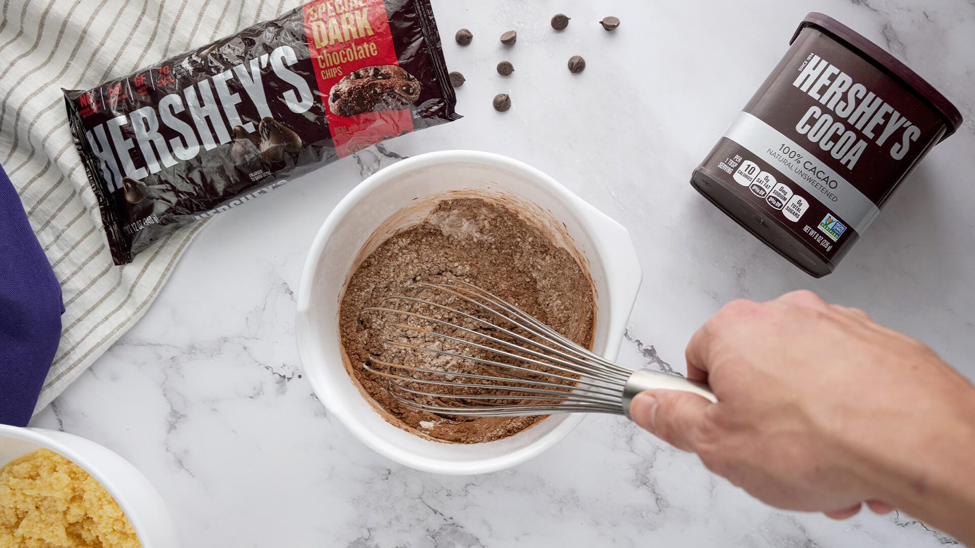 dry ingredients added to mixing bowl