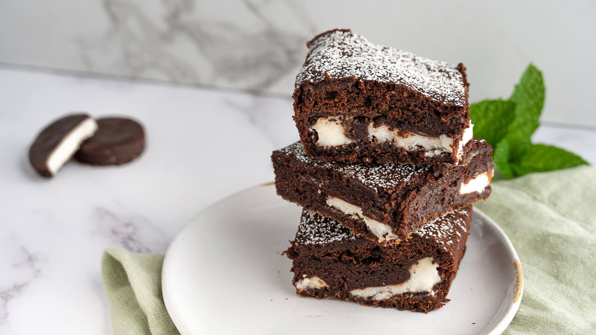 Peppermint Pattie Layered Fudge Brownies