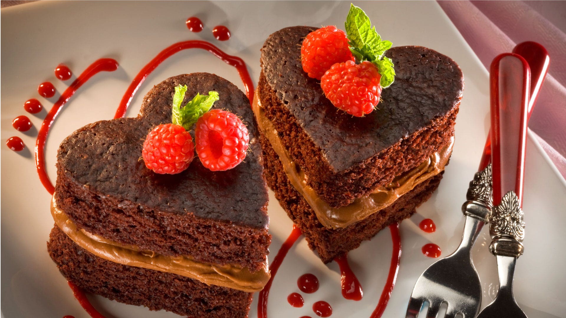 Two heart red velvet cake