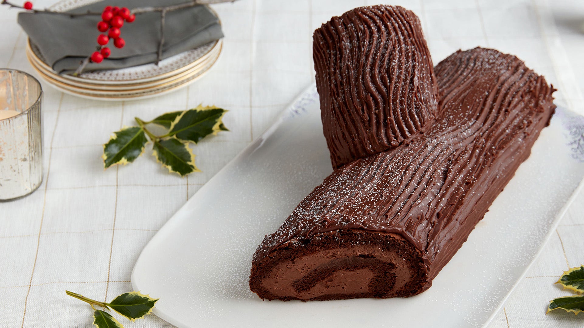 Protein Chocolate Log Cake - The Best Healthy Yule Log!