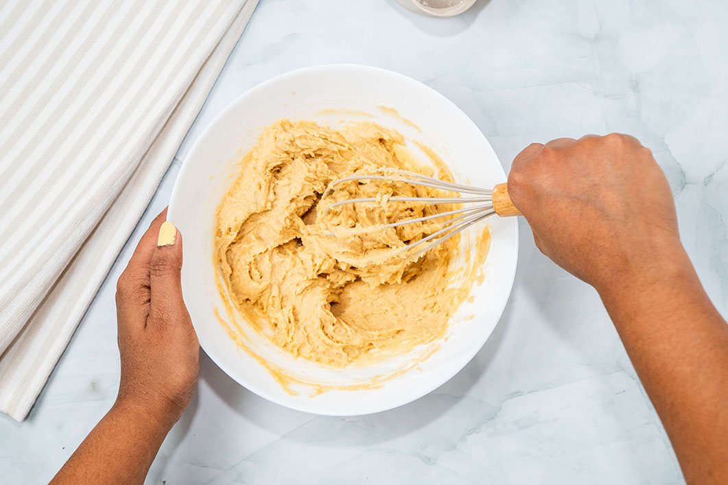 all ingredients being whisked together