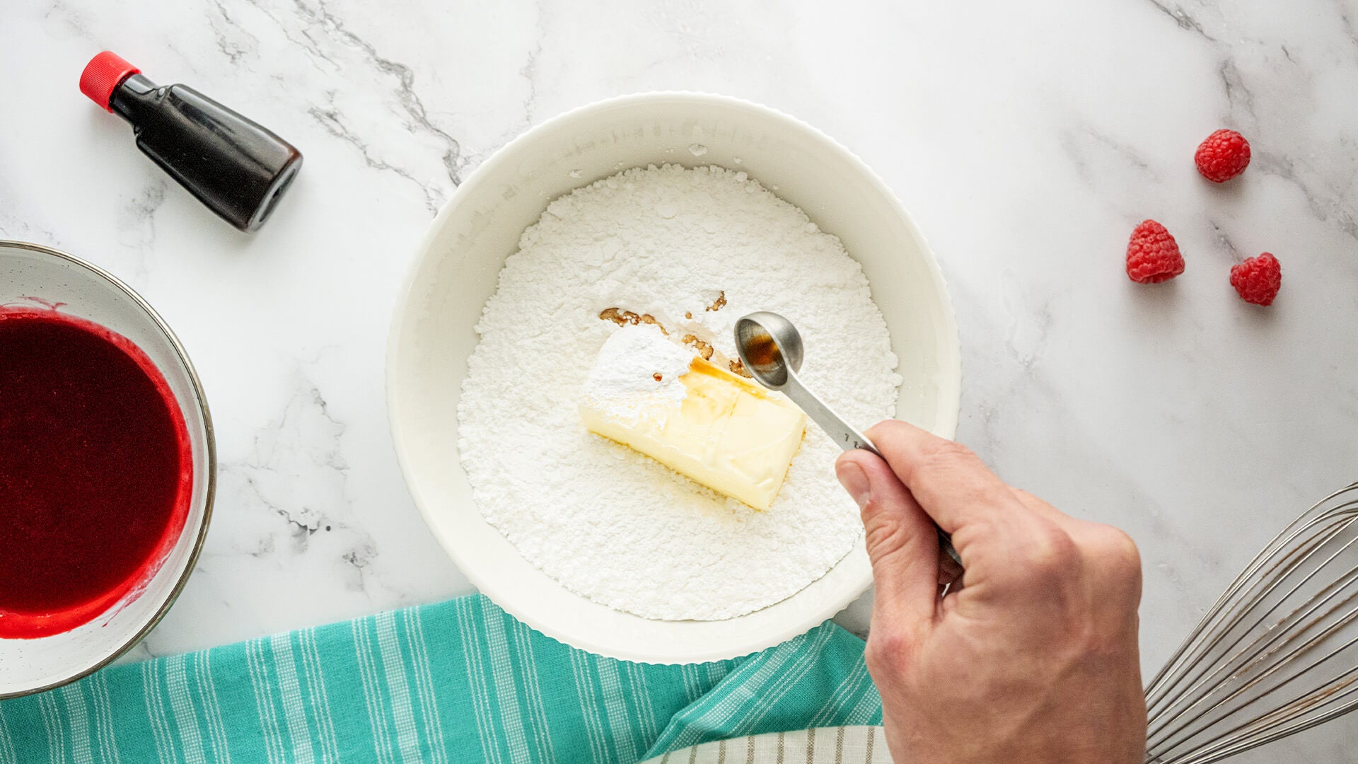 icing ingredients in bowl