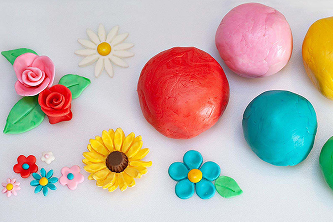 assortment of spring flowers made out of fondant