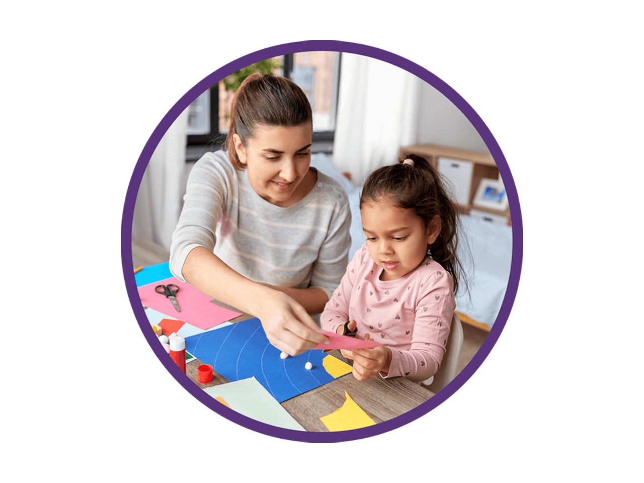 mother making crafts with her daughter