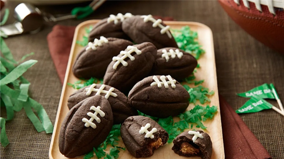 reeses stuffed football cookies